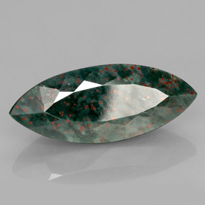 12.01 ct Green Bloodstone Stone, Natural Bloodstone in Marquise Facet Shape for Sale