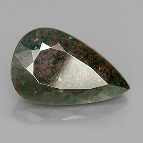 7.74 ct Green Bloodstone Stone, Natural Bloodstone in Pear Facet Shape for Sale