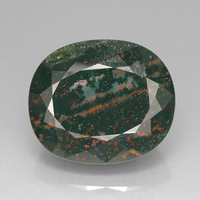 76.20 ct Green Bloodstone Gemstone, Bloodstone Gem in Oval Facet Shape for Sale.