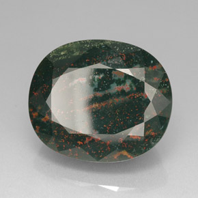76.20 ct Green Bloodstone Stone, Natural Bloodstone in Oval Facet Shape for Sale