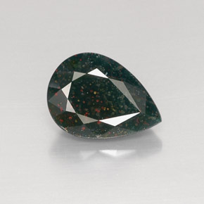 6.96 ct Green Bloodstone Gemstone, Bloodstone Gem in Pear Facet Shape for Sale.
