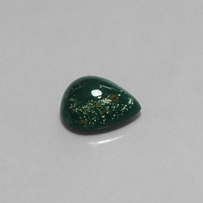 2.88 ct Green Bloodstone Gemstone, Bloodstone Gem in Pear Cabochon Shape for Sale.