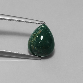 2.88 ct Green Bloodstone Stone, Natural Bloodstone in Pear Cabochon Shape for Sale