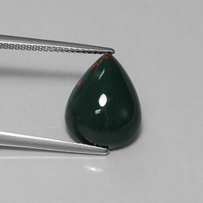 6.05 ct Green Bloodstone Stone, Natural Bloodstone in Pear Cabochon Shape for Sale