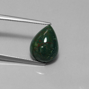 5.86 ct Green Bloodstone Stone, Natural Bloodstone in Pear Cabochon Shape for Sale