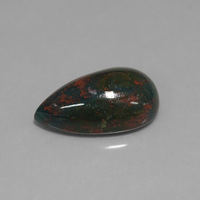 5.89 ct Green Bloodstone Stone, Natural Bloodstone in Pear Cabochon Shape for Sale