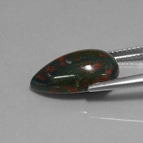Bloodstone Gemstone in 16.3 x 9.9 mm Size for Sale, Bloodstone Stone in Spotted Green Color