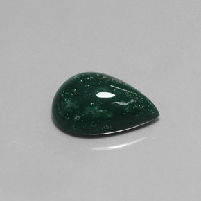 9.87 ct Green Bloodstone Gemstone, Bloodstone Gem in Pear Cabochon Shape for Sale.
