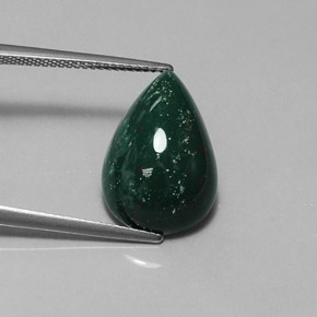 9.87 ct Green Bloodstone Stone, Natural Bloodstone in Pear Cabochon Shape for Sale
