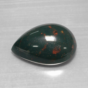 12.07 ct Green Bloodstone Stone, Natural Bloodstone in Pear Cabochon Shape for Sale