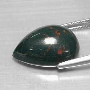 Bloodstone Gemstone in 18.5 x 13.8 mm Size for Sale, Bloodstone Stone in Spotted Green Color