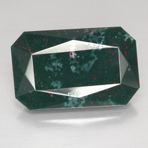 34.37 ct Green Bloodstone Gemstone, Bloodstone Gem in Octagon / Scissor Cut Shape for Sale.