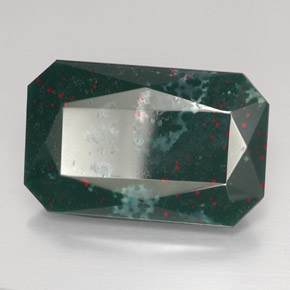 34.37 ct Green Bloodstone Stone, Natural Bloodstone in Octagon / Scissor Cut Shape for Sale