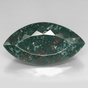 36.76 ct Green Bloodstone Gemstone, Bloodstone Gem in Marquise Facet Shape for Sale.