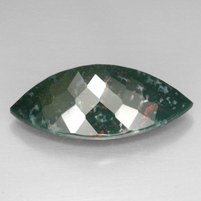 Bloodstone Gemstone in 34.3 x 18.5 mm Size for Sale, Bloodstone Stone in Spotted Green Color