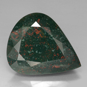 39.03 ct Green Bloodstone Gemstone, Bloodstone Gem in Pear Facet Shape for Sale.