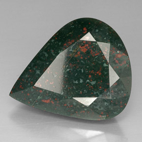 39.03 ct Green Bloodstone Stone, Natural Bloodstone in Pear Facet Shape for Sale