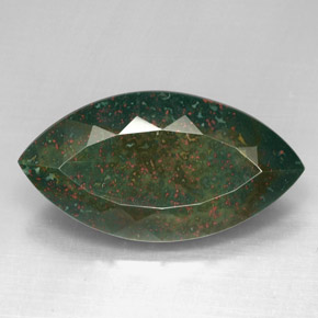 46.64 ct Green Bloodstone Gemstone, Bloodstone Gem in Marquise Facet Shape for Sale.