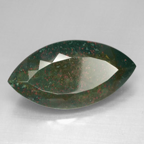 46.64 ct Green Bloodstone Stone, Natural Bloodstone in Marquise Facet Shape for Sale