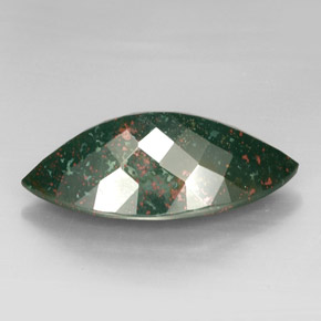 Bloodstone Gemstone in 36.8 x 19.5 mm Size for Sale, Bloodstone Stone in Spotted Green Color