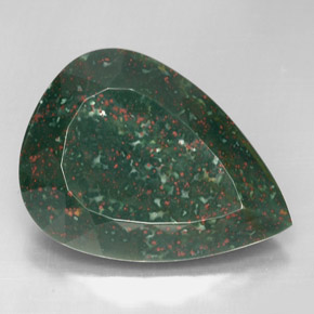 46.95 ct Green Bloodstone Gemstone, Bloodstone Gem in Pear Facet Shape for Sale.