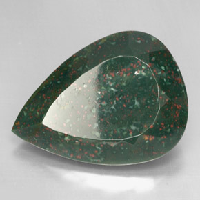 46.95 ct Green Bloodstone Stone, Natural Bloodstone in Pear Facet Shape for Sale