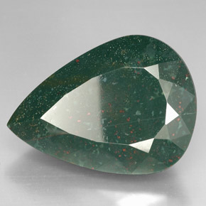 63.66 ct Green Bloodstone Stone, Natural Bloodstone in Pear Facet Shape for Sale