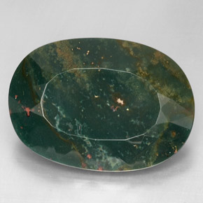 67.31 ct Green Bloodstone Gemstone, Bloodstone Gem in Oval Facet Shape for Sale.