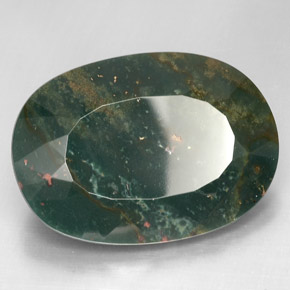 67.31 ct Green Bloodstone Stone, Natural Bloodstone in Oval Facet Shape for Sale