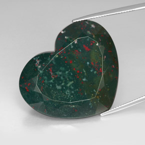86.15 ct Green Bloodstone Gemstone, Bloodstone Gem in Heart Facet Shape for Sale.