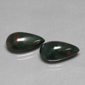 7.06 ct Green Bloodstone Gemstone, Bloodstone Gem in Pear Cabochon Shape for Sale.