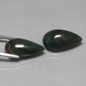 Bloodstone Gemstone in 14.2 x 8.2 mm Size for Sale, Bloodstone Stone in Spotted Green Color