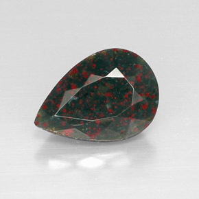 4.83 ct Green Bloodstone Gemstone, Bloodstone Gem in Pear Facet Shape for Sale.