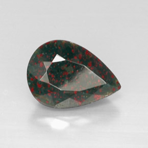 4.83 ct Green Bloodstone Stone, Natural Bloodstone in Pear Facet Shape for Sale
