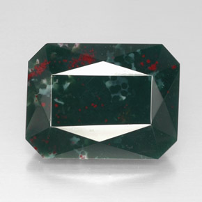 21.74 ct Green Bloodstone Gemstone, Bloodstone Gem in Octagon / Scissor Cut Shape for Sale.