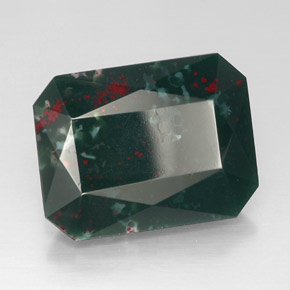21.74 ct Green Bloodstone Stone, Natural Bloodstone in Octagon / Scissor Cut Shape for Sale