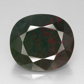 30.29 ct Green Bloodstone Gemstone, Bloodstone Gem in Cushion-Cut Shape for Sale.