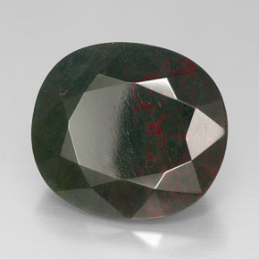 30.29 ct Green Bloodstone Stone, Natural Bloodstone in Cushion-Cut Shape for Sale
