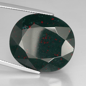30.31 ct Green Bloodstone Stone, Natural Bloodstone in Oval Facet Shape for Sale
