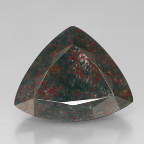 31.69 ct Green Bloodstone Gemstone, Bloodstone Gem in Trillion Facet Shape for Sale.
