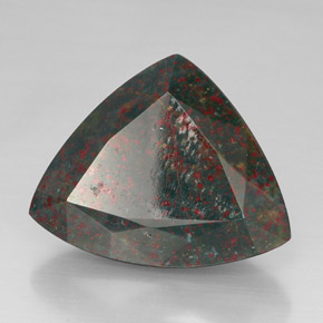 31.69 ct Green Bloodstone Stone, Natural Bloodstone in Trillion Facet Shape for Sale
