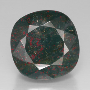 42.64 ct Green Bloodstone Gemstone, Bloodstone Gem in Cushion-Cut Shape for Sale.