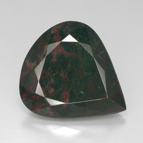 48.41 ct Green Bloodstone Gemstone, Bloodstone Gem in Pear Facet Shape for Sale.