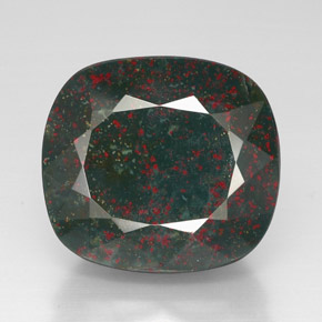 54.82 ct Green Bloodstone Gemstone, Bloodstone Gem in Cushion-Cut Shape for Sale.