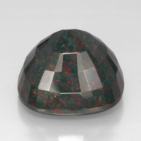 Bloodstone Gemstone in 23.9 x 21.8 mm Size for Sale, Bloodstone Stone in Spotted Green Color