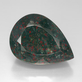 57.45 ct Green Bloodstone Gemstone, Bloodstone Gem in Pear Facet Shape for Sale.