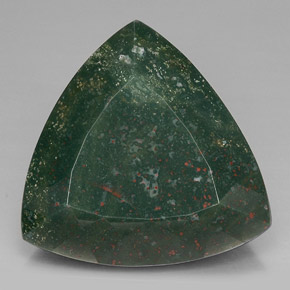 62.13 ct Green Bloodstone Gemstone, Bloodstone Gem in Trillion Facet Shape for Sale.