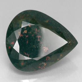 29.00 ct Green Bloodstone Stone, Natural Bloodstone in Pear Facet Shape for Sale