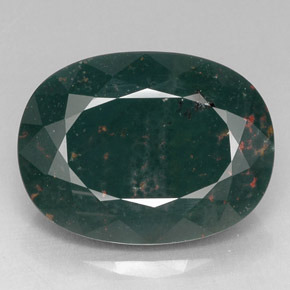 26.60 ct Green Bloodstone Gemstone, Bloodstone Gem in Oval Facet Shape for Sale.