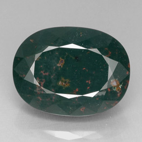 25.32 ct Green Bloodstone Gemstone, Bloodstone Gem in Oval Facet Shape for Sale.